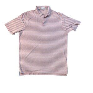 Peter Millar Striped Men's Polo Pink Blue White Golf